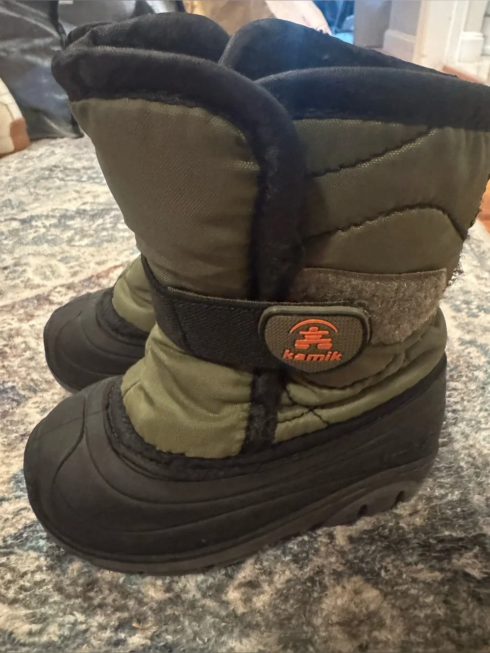 Kamik Snowbug 5 Snow Boots Olive Green and Black Kids Snow Boots toddler size 7